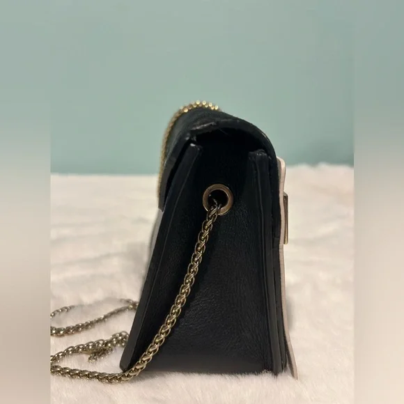 Authentic FURLA Metropolis Black & White Mini Julia Bag. Pre-owned Made in Italy
